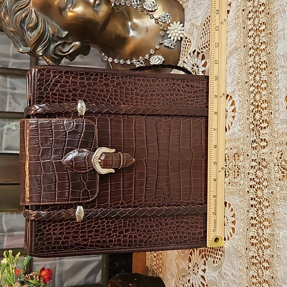 Vintage Brighton Donna Classic Tote Chocolate Croco Leather Shoulder Bag Purse - Picture 13 of 16